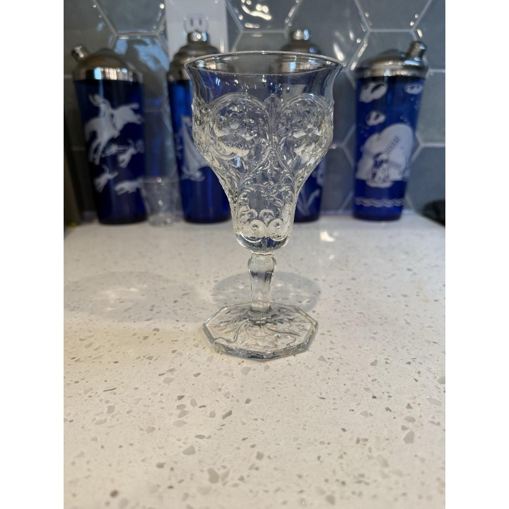 McKee Rock Crystal Clear 6" Wine Water Goblet Stem EAPG Depression Glass